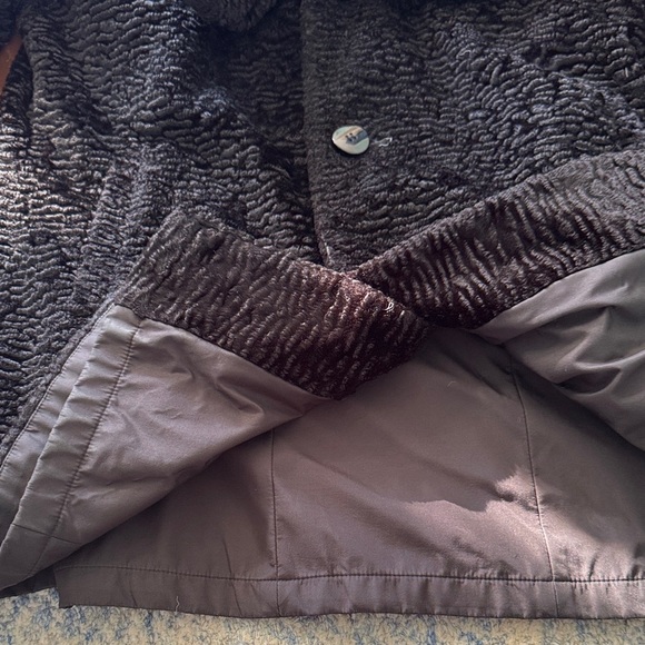 Retro 1950s Black Textured Coat L - Picture 8 of 8